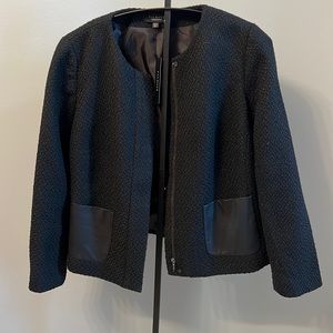 Talbots Womens Zip Up Blazer Size 12WP Polyester Wool Blend Pockets